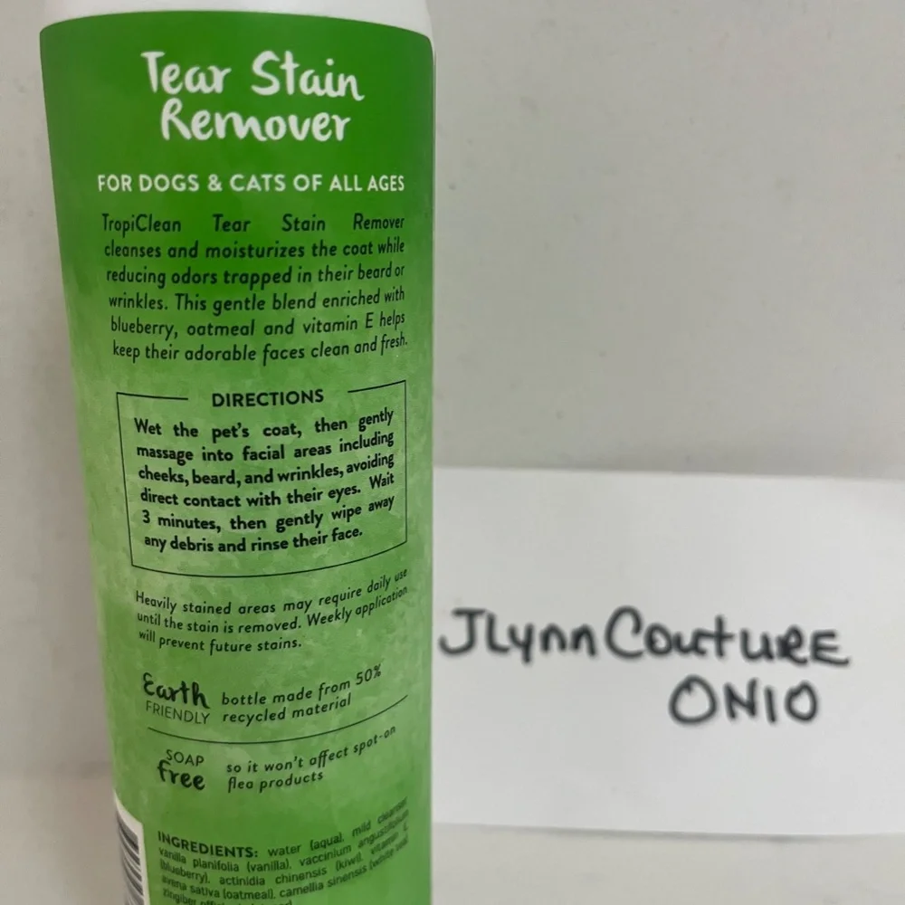 NEW Tropiclean Tear Stain Remover Shampoo Dog Cat Tearless USA